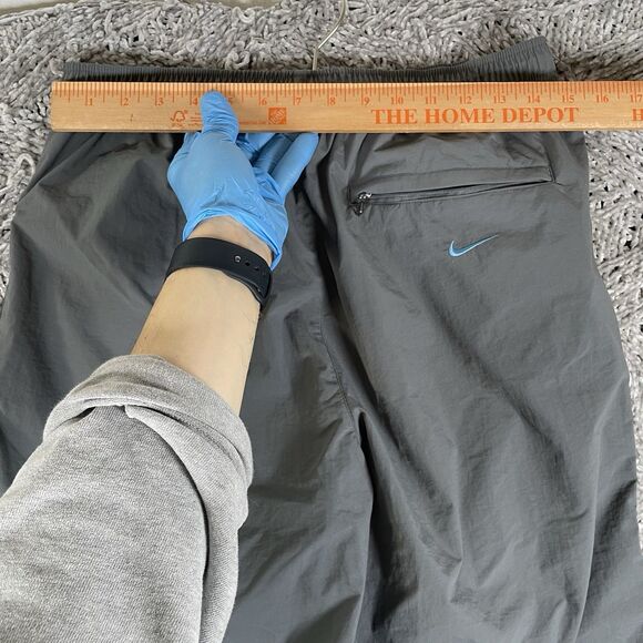 Nike Nylon Track Pants Men's Medium Y2K Baggy Gray Activewear Drawstring Gym VTG - Picture 6 of 8